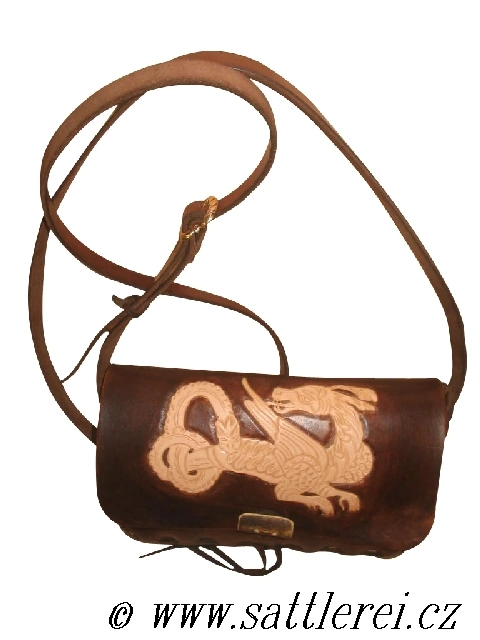 Overhand bag hand trimmed with early medieval motifs